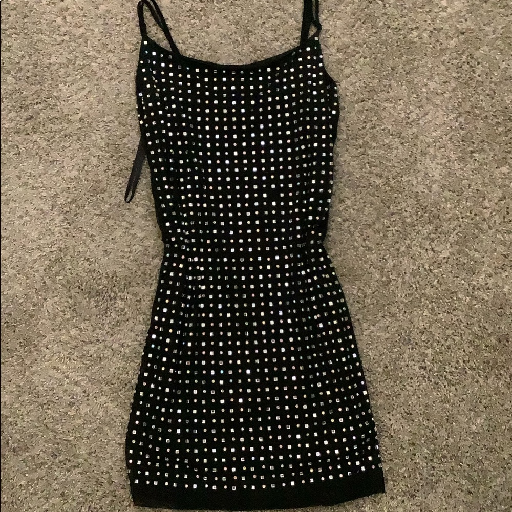 Black mini dress with Rhinestones